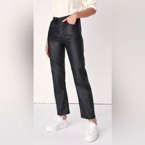 Free people we the free Pacifica High rise slim straight leg Sz 31 Faux Leather